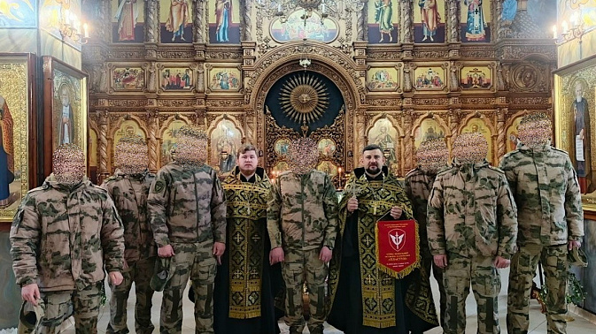 Молебен с сотрудниками подразделения ОМОН "Пластун"